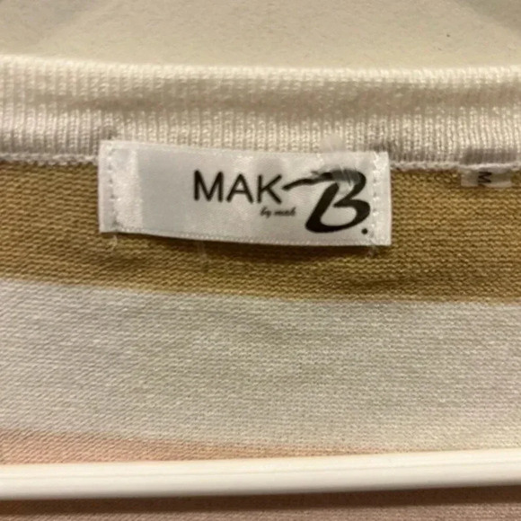 Mak B by Mak pink green tan striped cardigan size Small - Picture 2 of 5